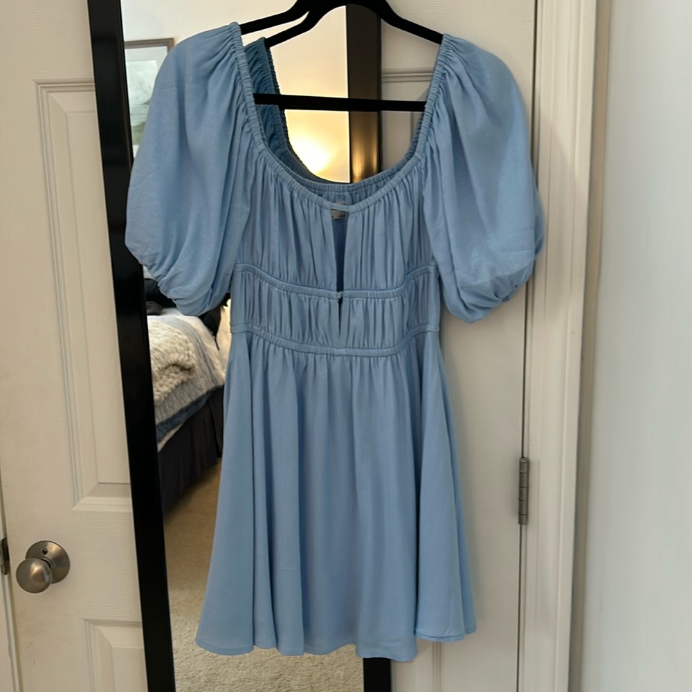 Seven Wonders Blue Puff Sleeve Mini Dress